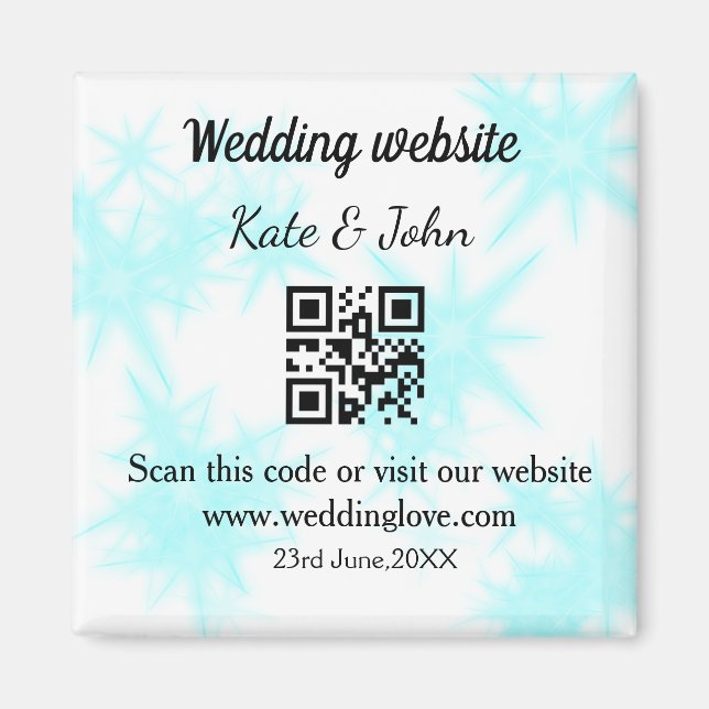Aimant Site web de mariage simple minimal Q R code ajoute (Devant)