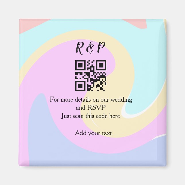 Aimant site web mariage rsvp q r code ajouter nom texte (Devant)