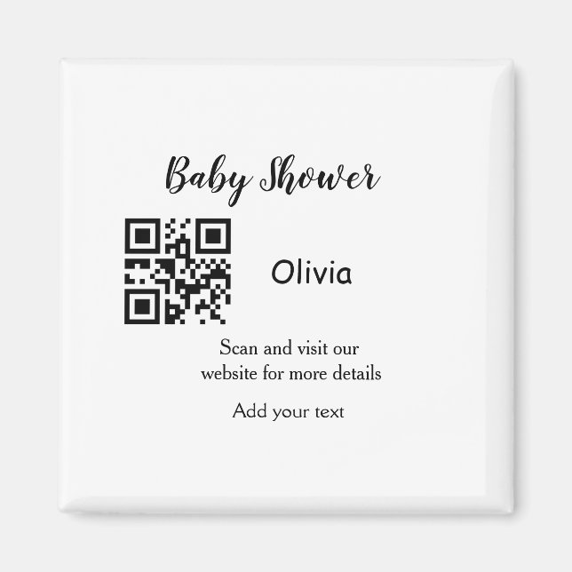 Aimant Site web simple pour fête prénatale code barre QR  (Devant)