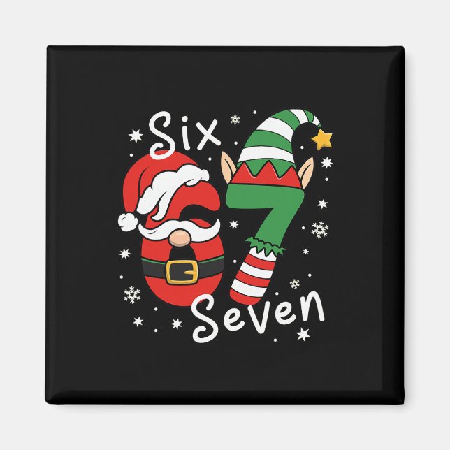 Aimant Six Seven 67 Mème 6 7 Elf Santa Noël Pyjama  (Devant)