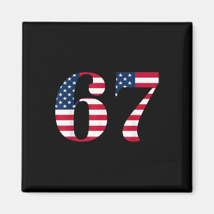Aimant Six Seven 67 Mème Drôle Drapeau Américain Hallowee