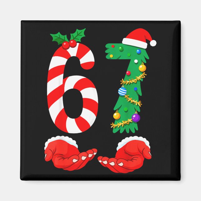 Aimant Six Seven 67 Mème Santa Noël Vacances Drôle  (Devant)