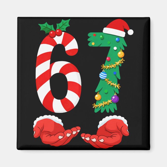 Aimant Six Seven 67 Mème Santa Noël Vacances Drôle  (Devant)