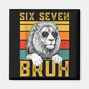 Aimant Six Seven 6 7 67 Mème Drôle Lion Rétro Vintage Des