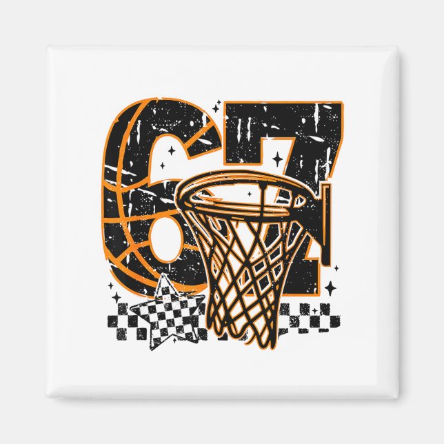 Aimant Six Seven Basketball, Funny 67 Basketball, Retro G (Devant)
