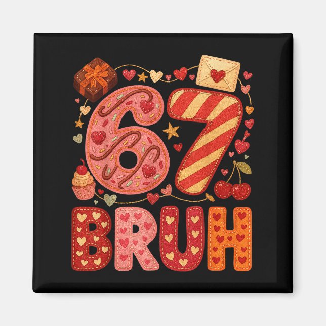 Aimant Six Seven Bruh Valentine Heart 67 Cute Kids Meme B (Devant)