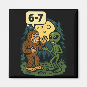 Aimant Six Seven Drôle Bigfoot Et Alien 67 Mème Viral Sa
