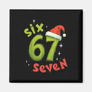 Aimant Six Seven Drôle de Noël Meme Vert Rouge Vacances
