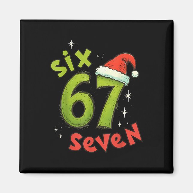 Aimant Six Seven Drôle de Noël Meme Vert Rouge Vacances  (Devant)