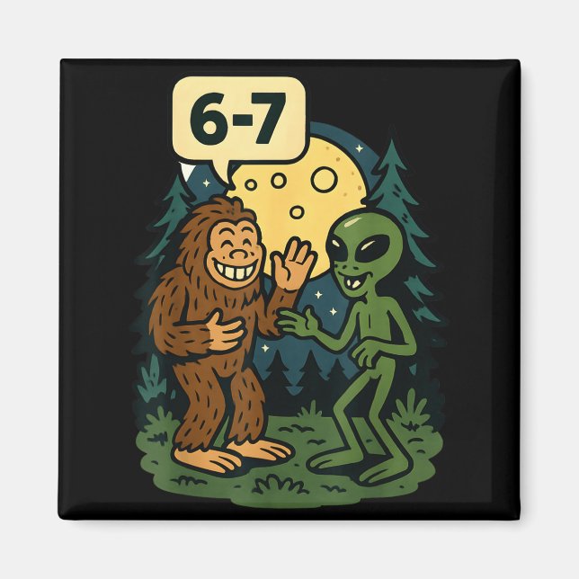 Aimant Six Seven Funny Bigfoot And Alien 67 Viral Meme Sa (Devant)