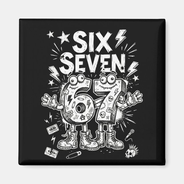 Aimant Six Seven Génération Alpha Memes Drôle de Cerveau  (Devant)