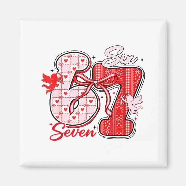 Aimant Six Seven Meme 67 Coquette Bow Valentines Women Gi (Devant)