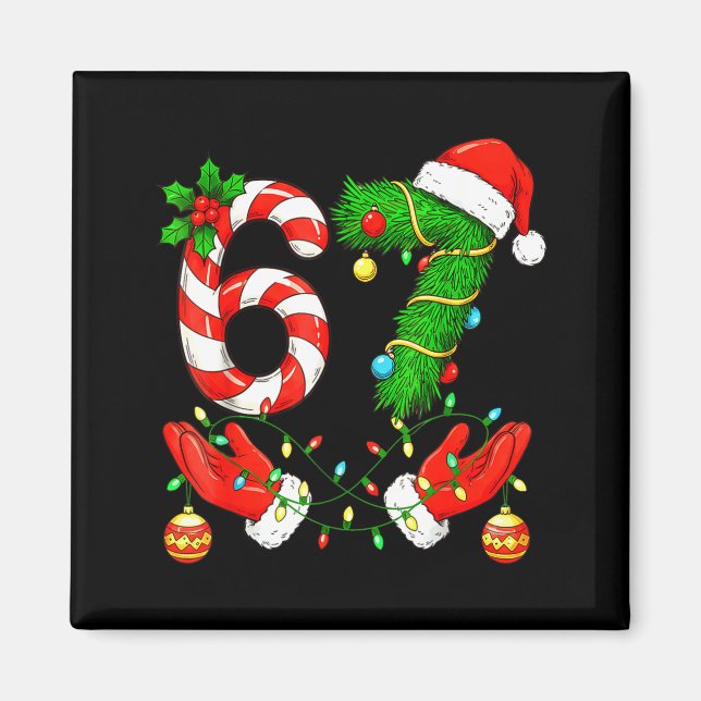 Aimant Six Seven Meme Noël 67 Santa Noël drôle  (Devant)