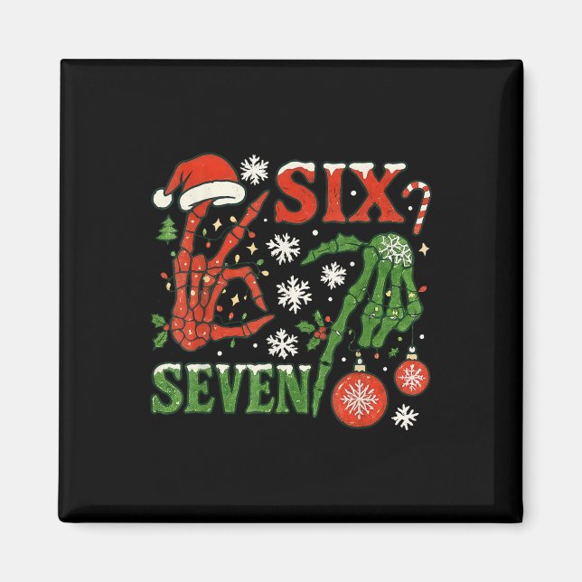 Aimant Six Seven Meme Noël 6-7 Noël Squelette Ha (Devant)