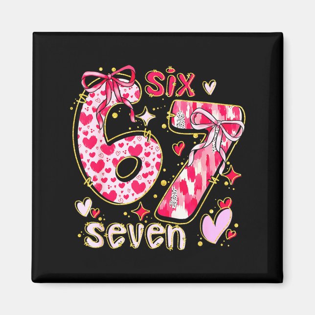 Aimant Six Seven Saint-Valentin Coquette Nœud Drôle 67 Mè (Devant)