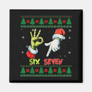 Aimant Six Seven Skeleton Meme Noël Sweater Ugly 67 