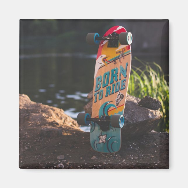 Aimant Skateboard Né À Ride (Devant)
