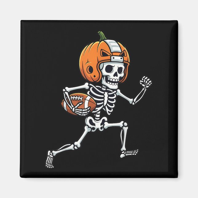 Aimant Skeleton American Football Player Spooky Sports Gr (Devant)