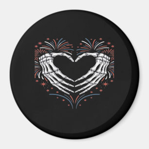 Aimant Skeleton Coeur main 4ème De L'Amérique Patriotique