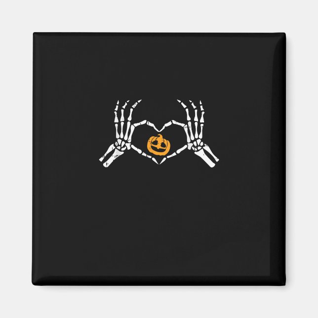 Aimant Skeleton Coeur main Halloween Costume Citrouille (Devant)