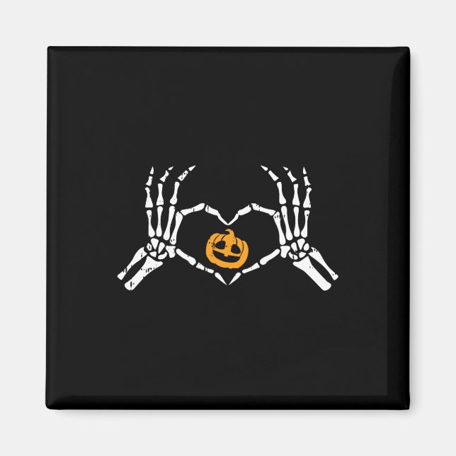 Aimant Skeleton Coeur main Halloween Costume os Pumpki (Devant)