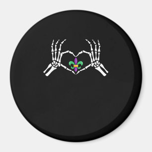 Aimant Skeleton Coeur main Mardi Gras