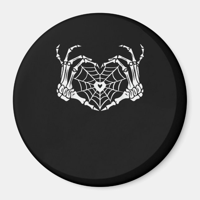 Aimant Skeleton Coeur main Spiderweb Halloween Cobweb Par (Devant)