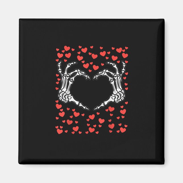 Aimant Skeleton Coeur main Valentines Jour Drôle Classiqu (Devant)