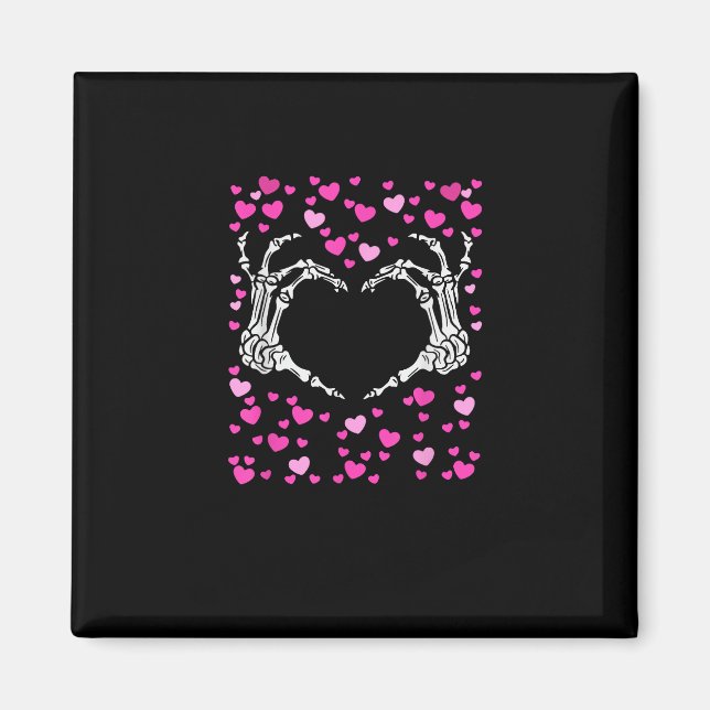 Aimant Skeleton Coeur main Valentines Jour Funny Viral (Devant)