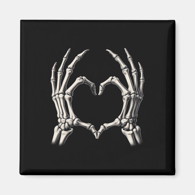 Aimant Skeleton Coeur main Xray Retro Funny Halloween Cos (Devant)