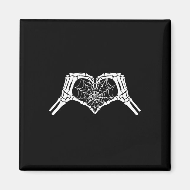 Aimant Skeleton Coeur mains Spiderweb Halloween Éffrayant (Devant)