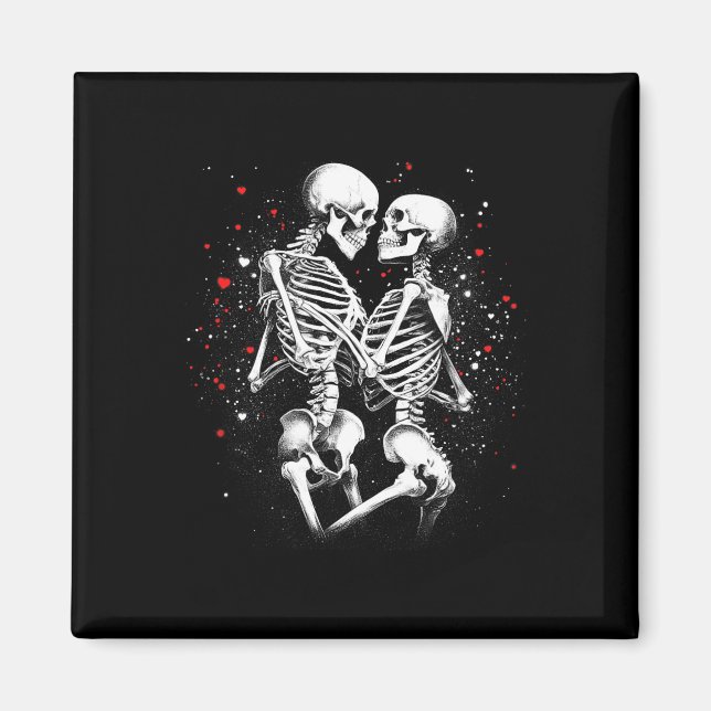 Aimant Skeleton Couple pour la Saint Valentin d'Halloween (Devant)
