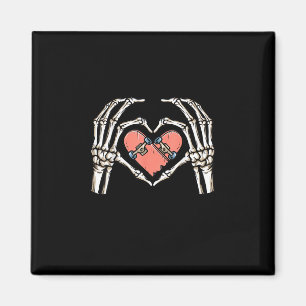 Aimant Skeleton Hand Heart Skateboard Valentines Day Funn