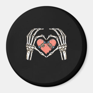 Aimant Skeleton Hand Heart Skateboard Valentines Day Funn
