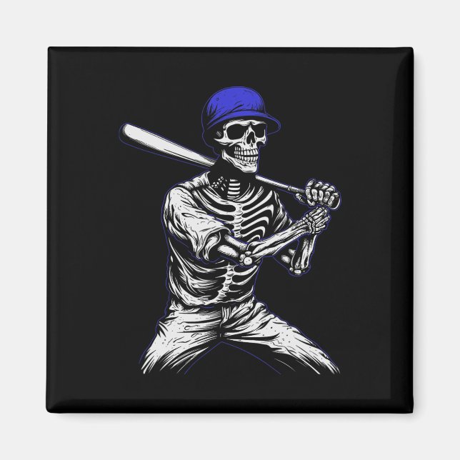 Aimant Skeleton Joueur de baseball Halloween (Devant)