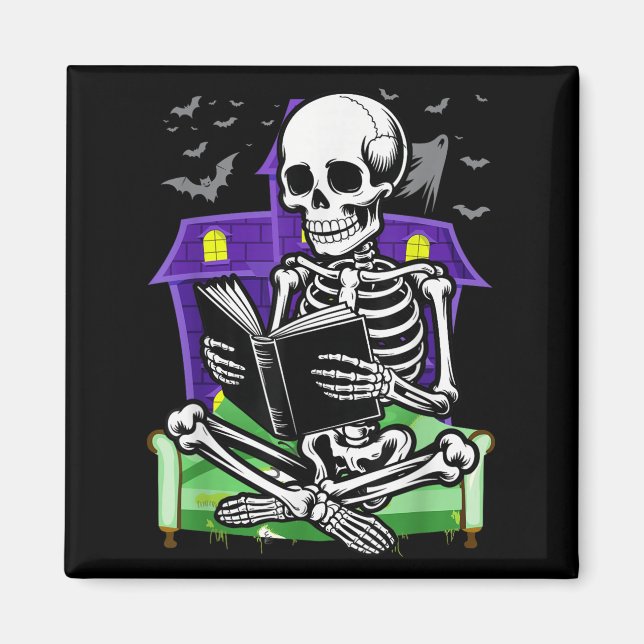 Aimant Skeleton Lecture Livre Lovers Bookworms Lecteurs H (Devant)