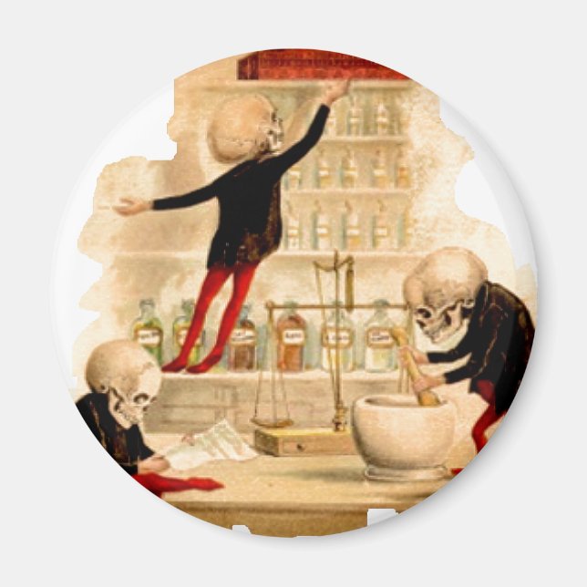 Aimant Skeleton Mad Scientifiques Crâne Halloween Party D (Devant)