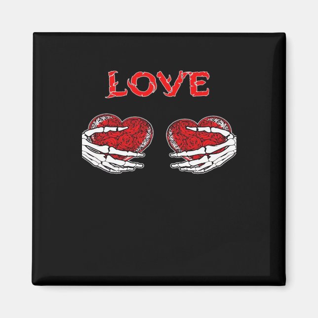 Aimant Skeleton Mains Coeur Drôle Design (Devant)