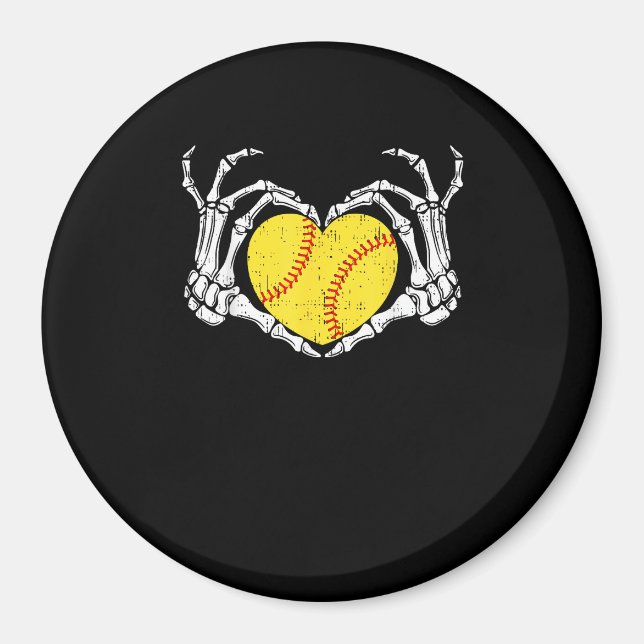 Aimant Skeleton Mains Coeur Halloween Costume Softball Wo (Devant)