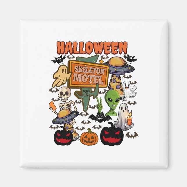 Aimant Skeleton Motel Halloween Cute Ghost Ghost Hallowee (Devant)
