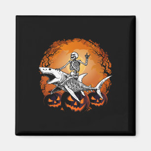 Aimant Skeleton Riding Shark Lazy Halloween Costume Funny