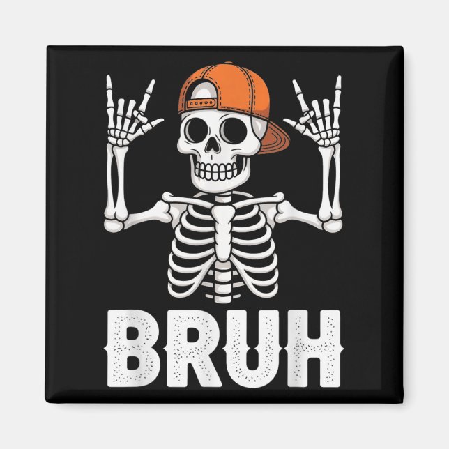 Aimant Skeleton Rock Sur Bruh Halloween Pour Hommes Garço (Devant)