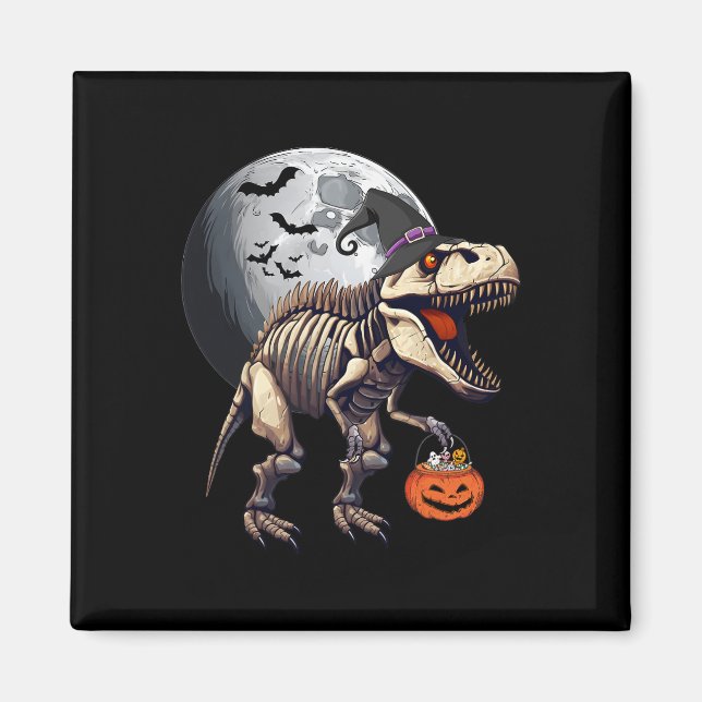 Aimant Skeleton T Rex Dinosaur Amusants Halloween Citroui (Devant)