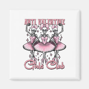 Aimant Skeletons club filles anti-valentin en rose