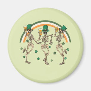 Aimant Skeletons dansants avec bière et Shamrock