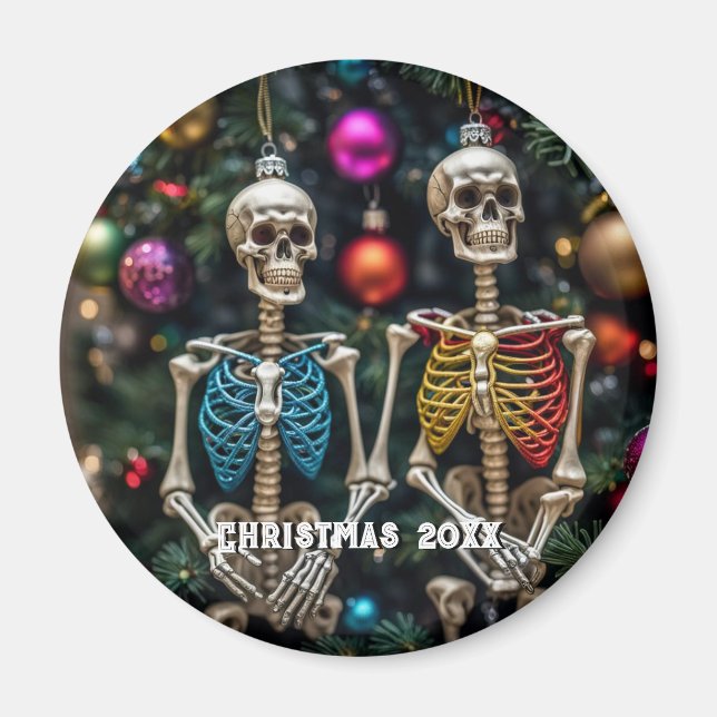 Aimant Skeletons et ornements colorés Noël (Devant)