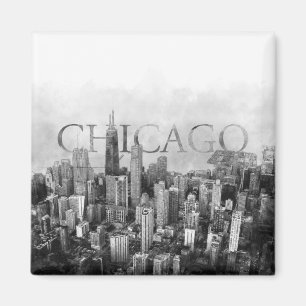 Aimant Sketch de Chicago Skyline