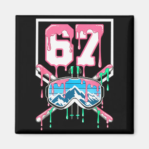 Aimant Ski 67 Six Seven Drôle de Lunettes de Montagne qui