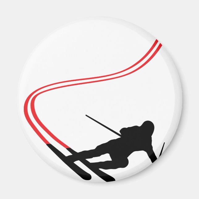 Aimant ski alpin piste rouge (Devant)