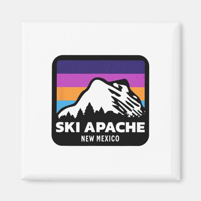 Aimant Ski Apache Nouveau-Mexique Ski Snowboard Famille T (Devant)
